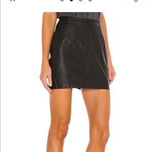 Free People Modern Femme Vegan Mini Skirt in Black. Size 8.